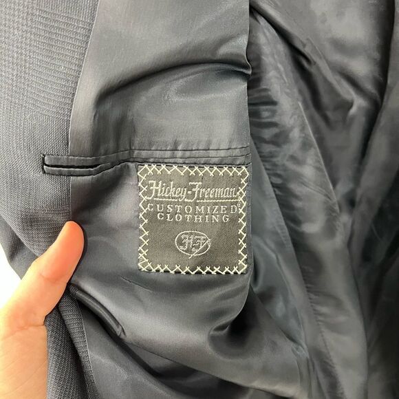 Men’s Hickey Freeman 100% Pure Wool Navy Suit Jacket - Picture 4 of 6
